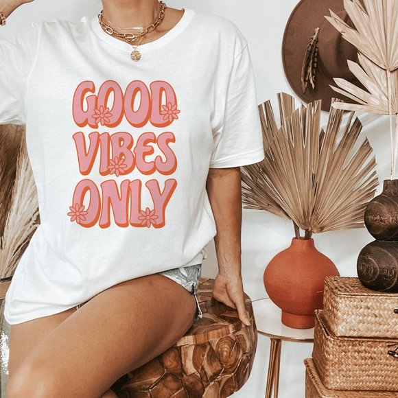 Good Vibes Only Floral T Shirt - Picture 2 of 5